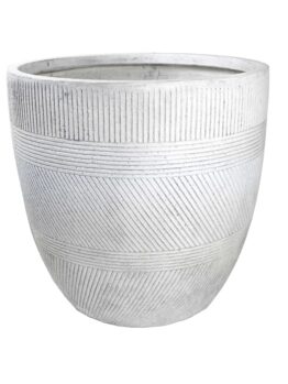 GeoLite Egg White Wash Singular decorative pot for feature plants