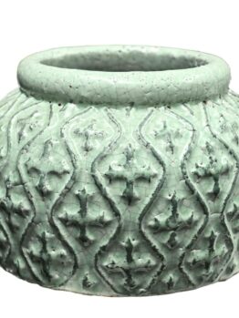 Tang Ginger decorative pot Green with decoration indented for feature plants glazed pot