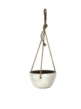 Tang-Hanging-Pot-Rustic-Whit for feature plants glazed pot indoors