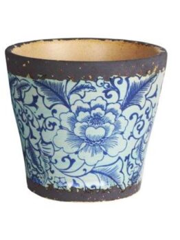 Tang Mini POT with Plug Rustica Blue feature decorative glazed pot for feature plants