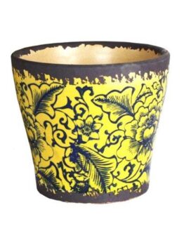 Tang Mini pot with plug rustica yellow glazed decorative pot for feature plants
