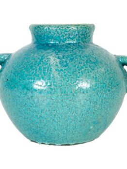 Tang Earn pot with handles rustic blue for feature plants glazed pots