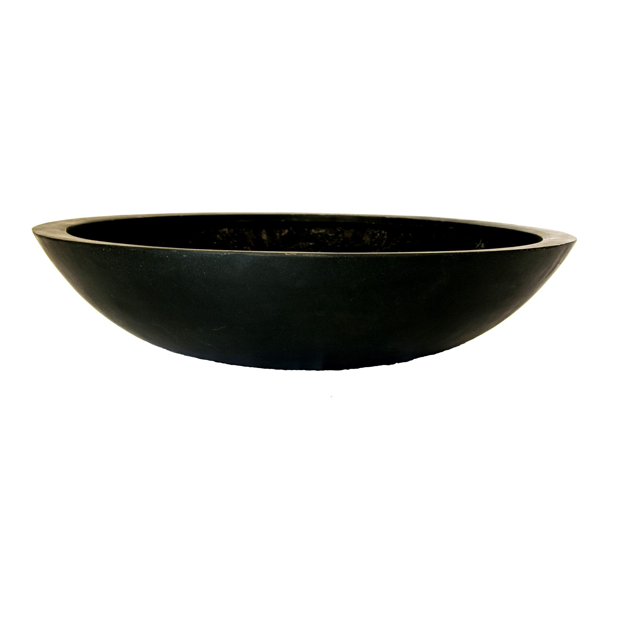 One large black feature bowl pot for decorative plants and gardens
