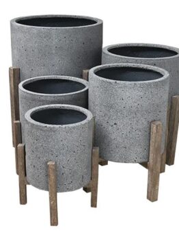 Five decorative pots all different sizes grey stone