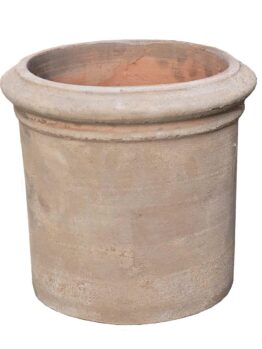 A large Antique terracotta pot on a white background. Brown terracotta pot decorative for feature plants