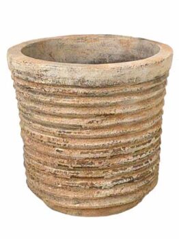 antique terracotta rustic lined planter pot for feature plants