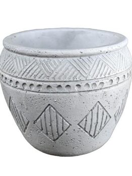 A GeoLite AZTEC PLANTER POT WHITE WITH PATTERNS FOR PLANTS