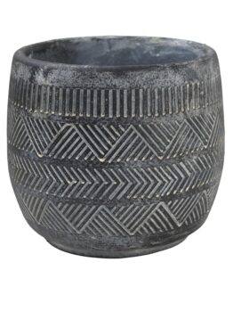 A GeoLite Barrell Pot Slate DARK GREY PLANTER POT with designs plant pot