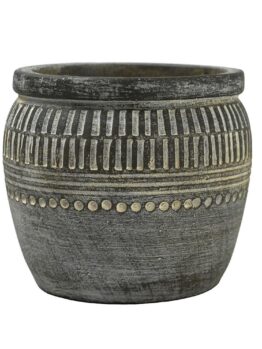 A GeoLite dark grey charcoal rim planter pot granite for plants