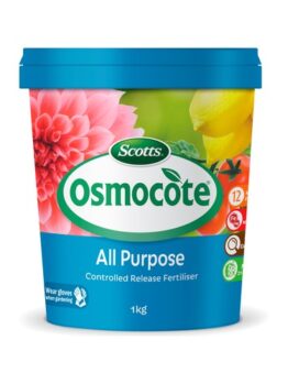 A bucket of Osmocote Controlled Release Fertiliser: Total All Purpose 1kg.