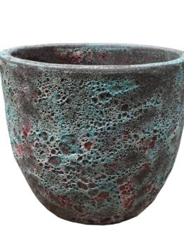 A ceramic planter with a blue and green color. Seafoam Bronte Aqua Blue Planter decorative pot for feature plants