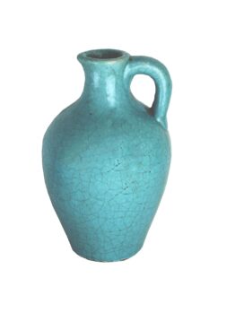 A Tang Urn with Handles Rustic Blue 21x20cm (Copy) on a white background.