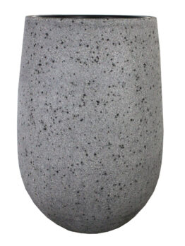 The UrbanStyle Tall Congo with Insert Pot 'Grey Stone' is a rounded, grey speckled pot without handles, featuring a textured finish and displayed on a plain white background.