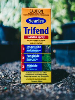 A 200ml box of Searles Trifend Concentrate 200ml is sitting on the ground.