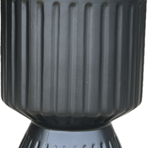 A Vaucluse Raised Cylinder Black 27x33cm L planter on a white background.