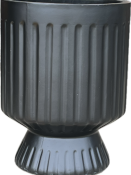 A Vaucluse Raised Cylinder Black 27x33cm L planter on a white background.