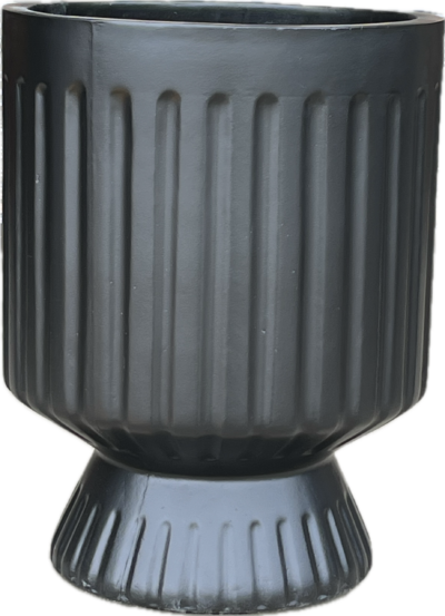 A Vaucluse Raised Cylinder Black 27x33cm L planter on a white background.