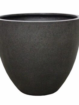The UrbanCrete Deep Bowl Black L 83x73cm is a large, dark grey ceramic planter with a smooth round shape, featuring a wide opening at the top and a tapered base.