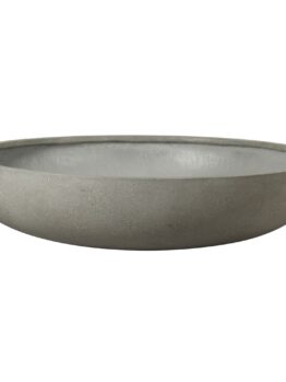 The UrbanCrete Low Bowl Cement S is a round, shallow, grey concrete vessel measuring 110x27 cm with a smooth surface and uniform texture.