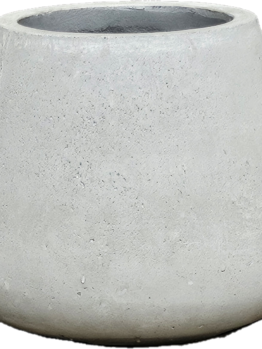 A white Vaucluse Sack Pot, 45x35cm, medium-sized tapered concrete planter with a wide base and a narrower open top.