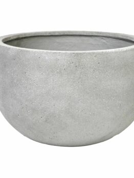 The UrbanCrete Deep Bowl Cement S 70x61cm is a round, grey concrete planter with a smooth finish, wide opening, and thick walls.