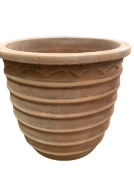 A black Urban Shallow Bowl planter with a ribbed design and a wide, rounded rim, measuring 92x50cm.