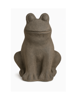 A brown Iridami Frog Traditional sculpture measuring 30x40cm, shown sitting upright and facing forward on a white background.