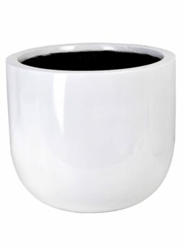 An UrbanStyle Egg Matt Black M 30x27cm ceramic planter with a glossy finish and open top, shown against a white background.