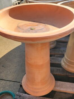 terracotta orange Birdbath