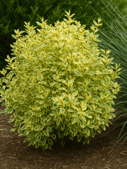 Goodenia 'Lighten Up™' Hop Bush in a 15cm pot features dense, yellow-green variegated leaves that brighten mulched garden beds and look stunning among green plants. Ideal for pots or adding vibrant colour to landscape plantings.