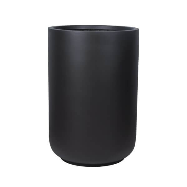 The GardenLite Highball Planter Black XS (28x40cm) is a tall, cylindrical planter with a smooth matte finish, shown standing upright against a white background.