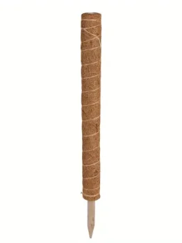The Coco Totem Pole 60cm is a cylindrical, coir-wrapped plant support with a pointed wooden base—ideal for climbing plants.